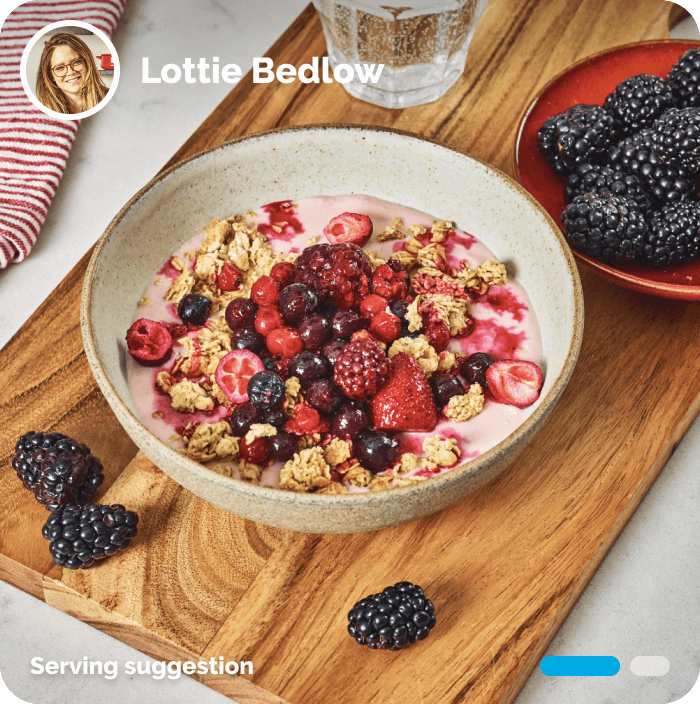 Berry compote Special K Granola bowl