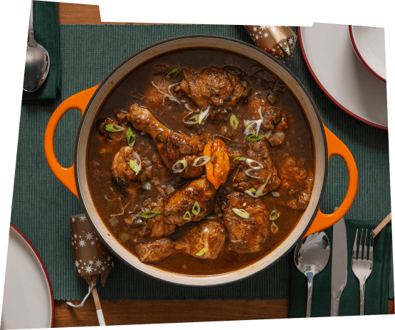 Pam's Brown chicken stew with rice & peas