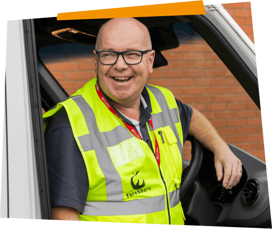 Simon, an employee delivery driver for FareShare